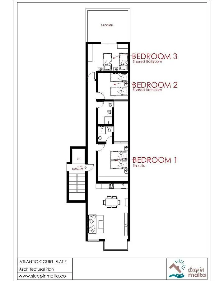 F7 Room 2, Private Bedroom Two Single Beds Shared Bathroom In Shared Flat Msida